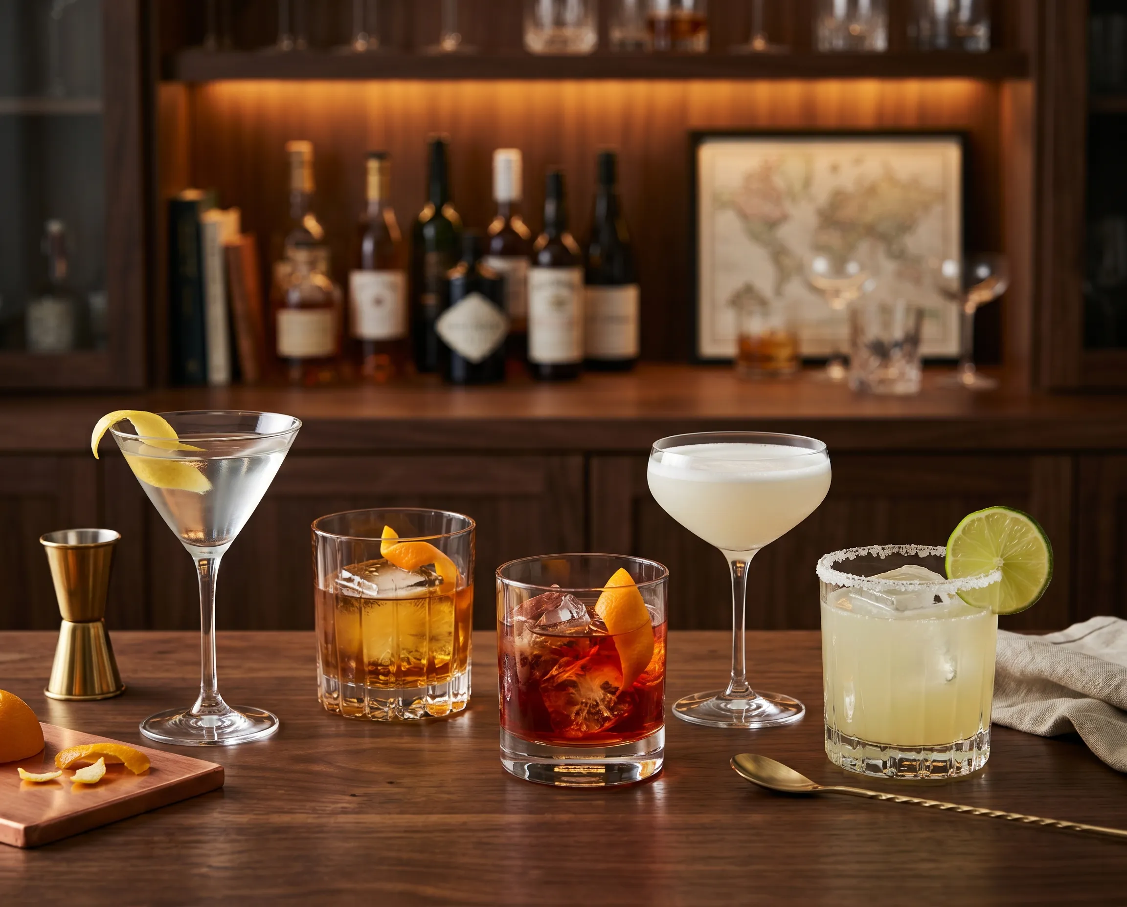 Five classics from one intentional home bar shelf. That's coverage.
