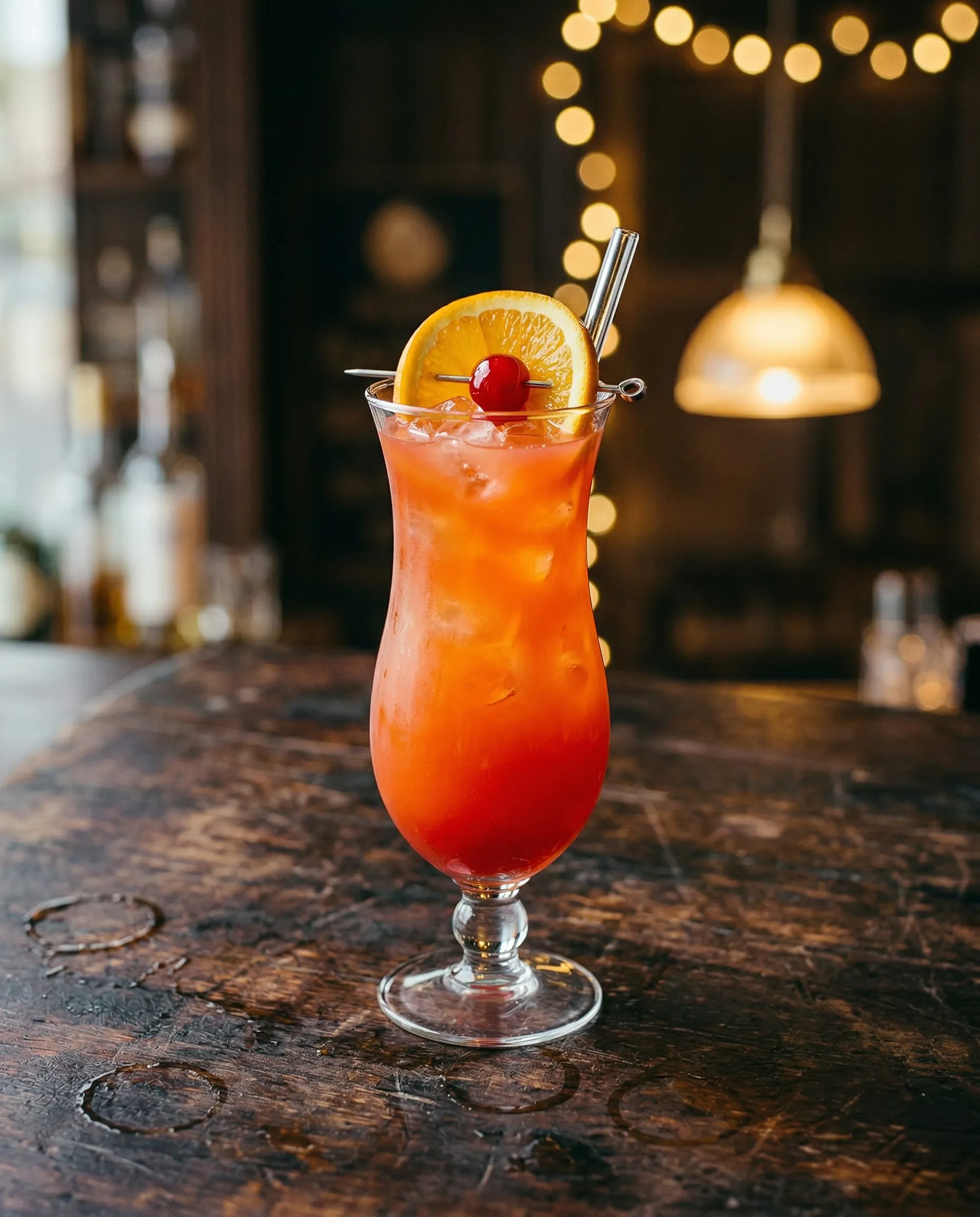 A Hurricane cocktail at a New Orleans bar