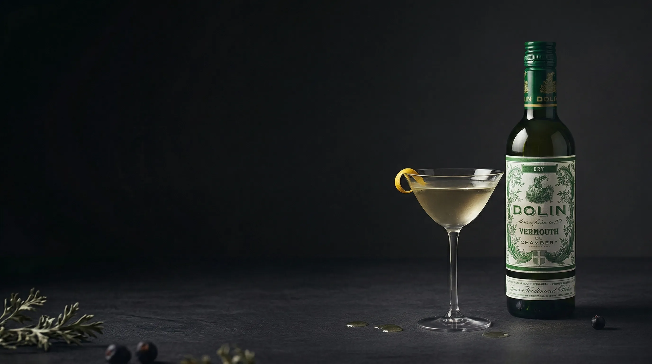 A Martini with Dolin Dry vermouth and a lemon twist