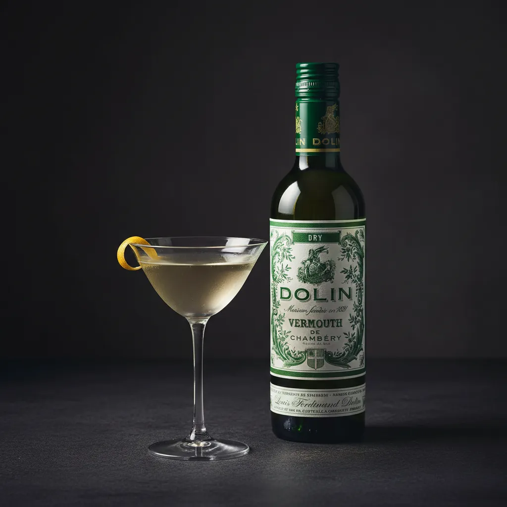 A classic Martini with fresh vermouth, garnished and served in an elegant cocktail glass