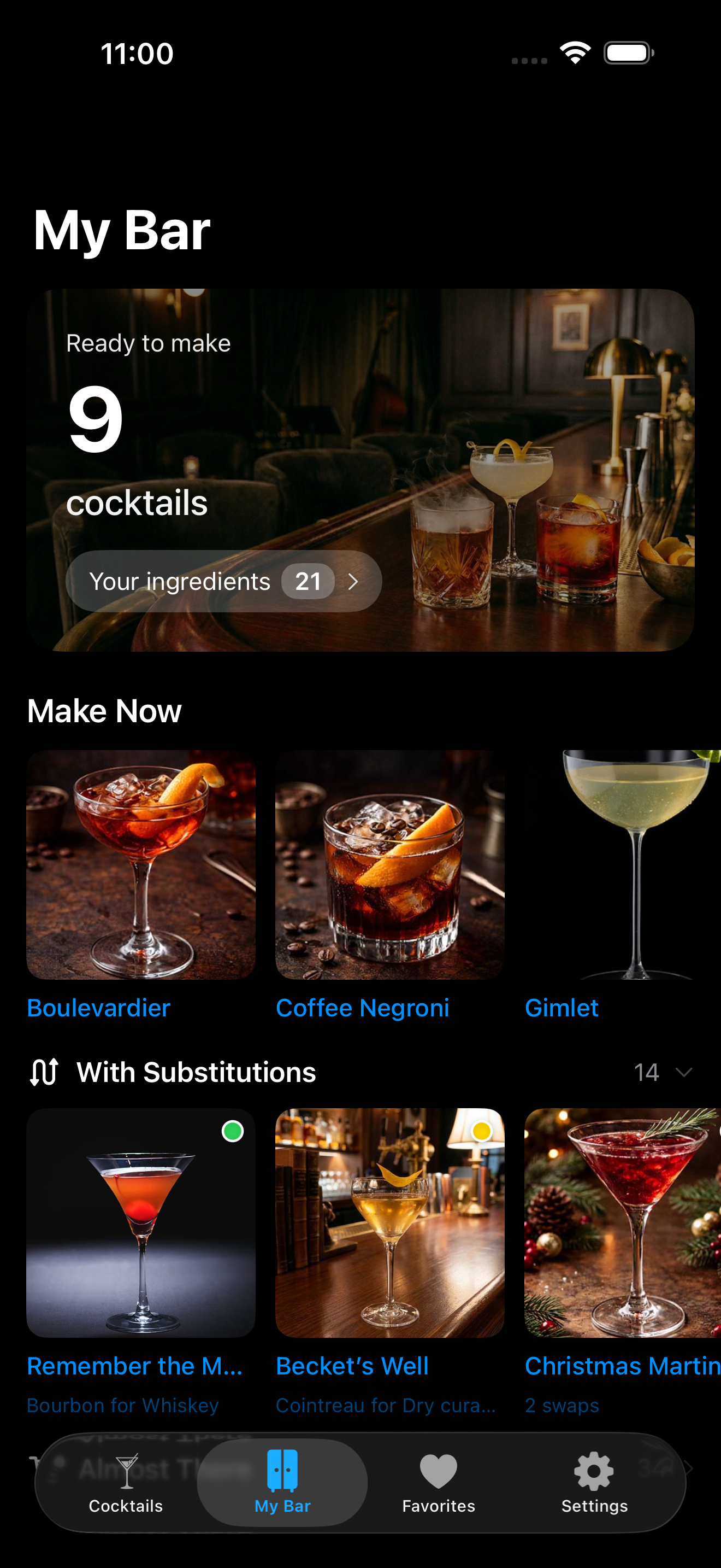 My Bar with cocktails