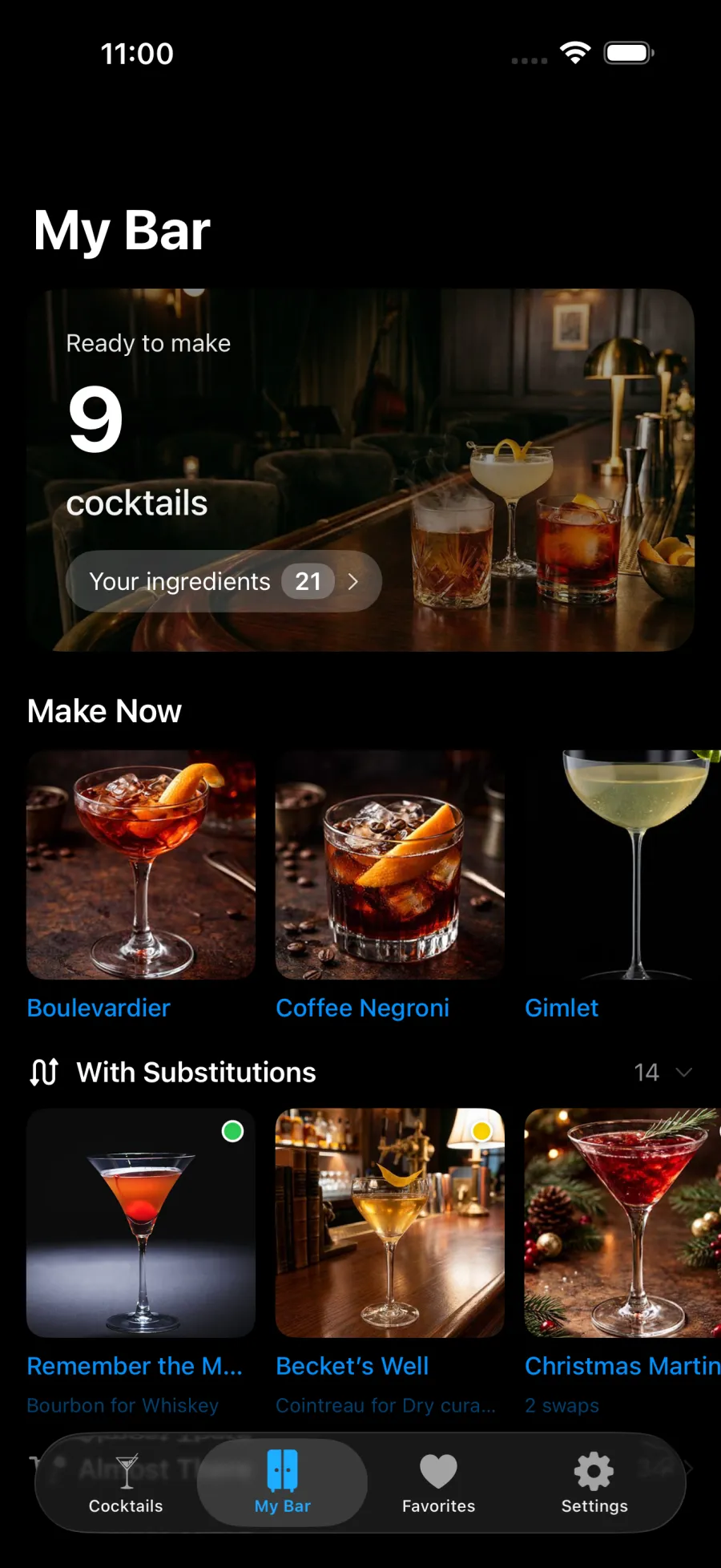 My Bar with cocktails